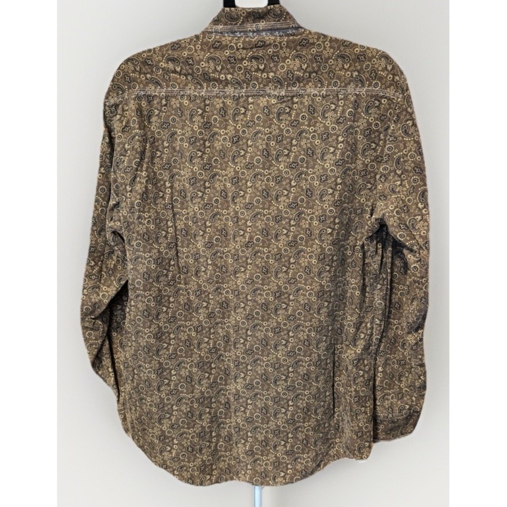 Age of Wisdom Shirt Mens XL Brown Paisley Corduroy Pearl Snap Western Button Up - Picture 2 of 8